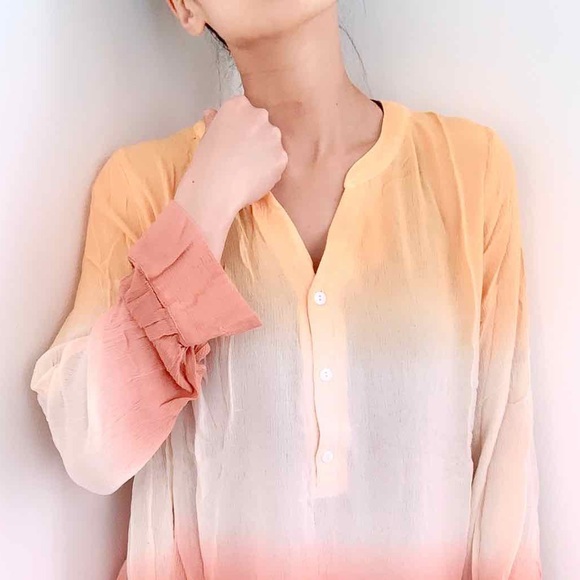 SUMMER OMBRÉ BUTTON DOWN SHIRT - sherbet - Picture 3 of 7